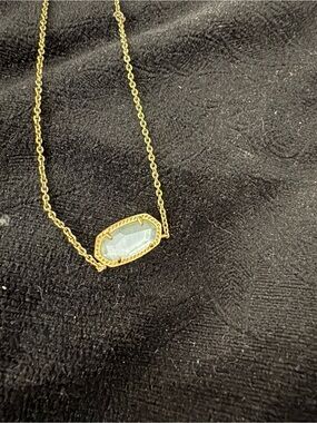 Kendra Scott Gold Necklace with Pale Blue Faceted Stone